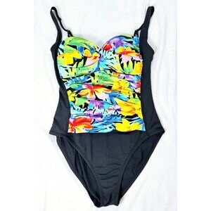 La Blanca Tropical One-Piece‎ Swimsuit Blue Green Sz 16